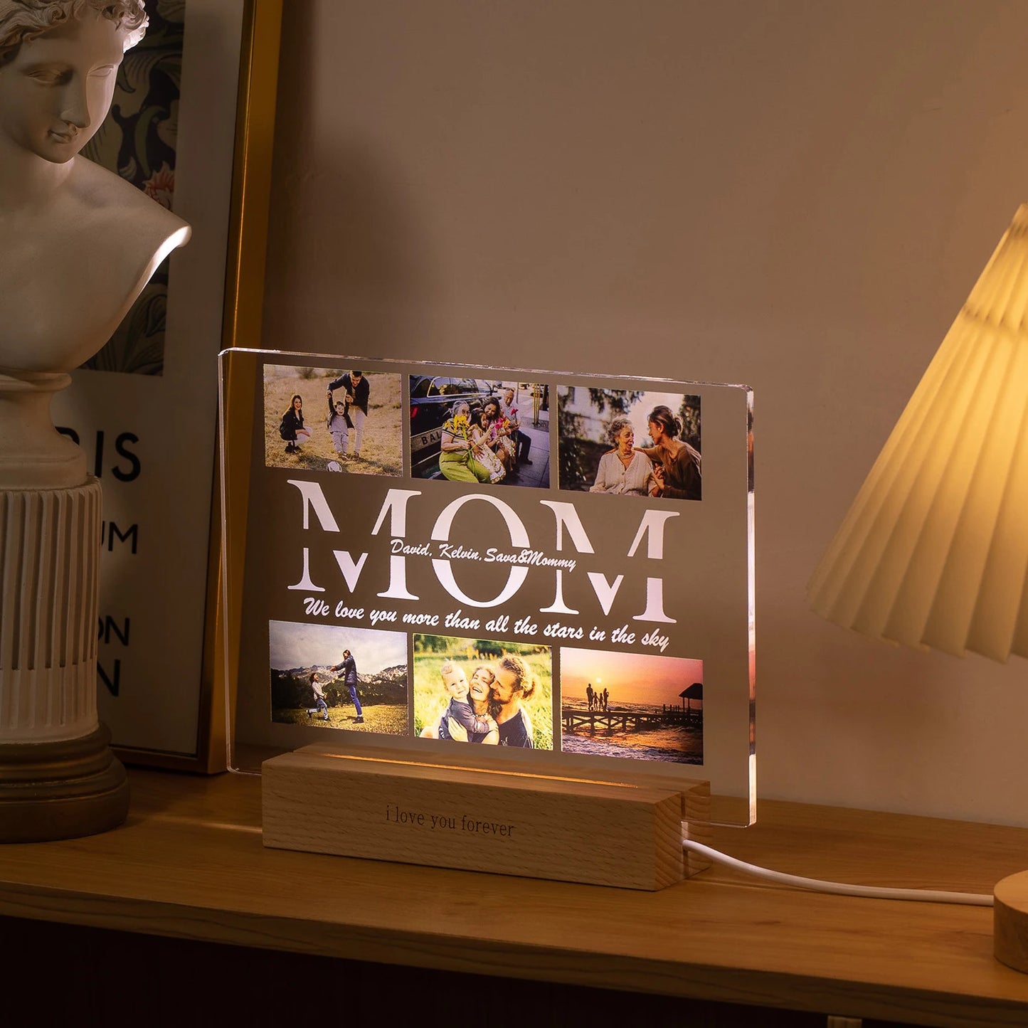 Custom 3D Acrylic Night Light – Personalized Photos & Engraved Text