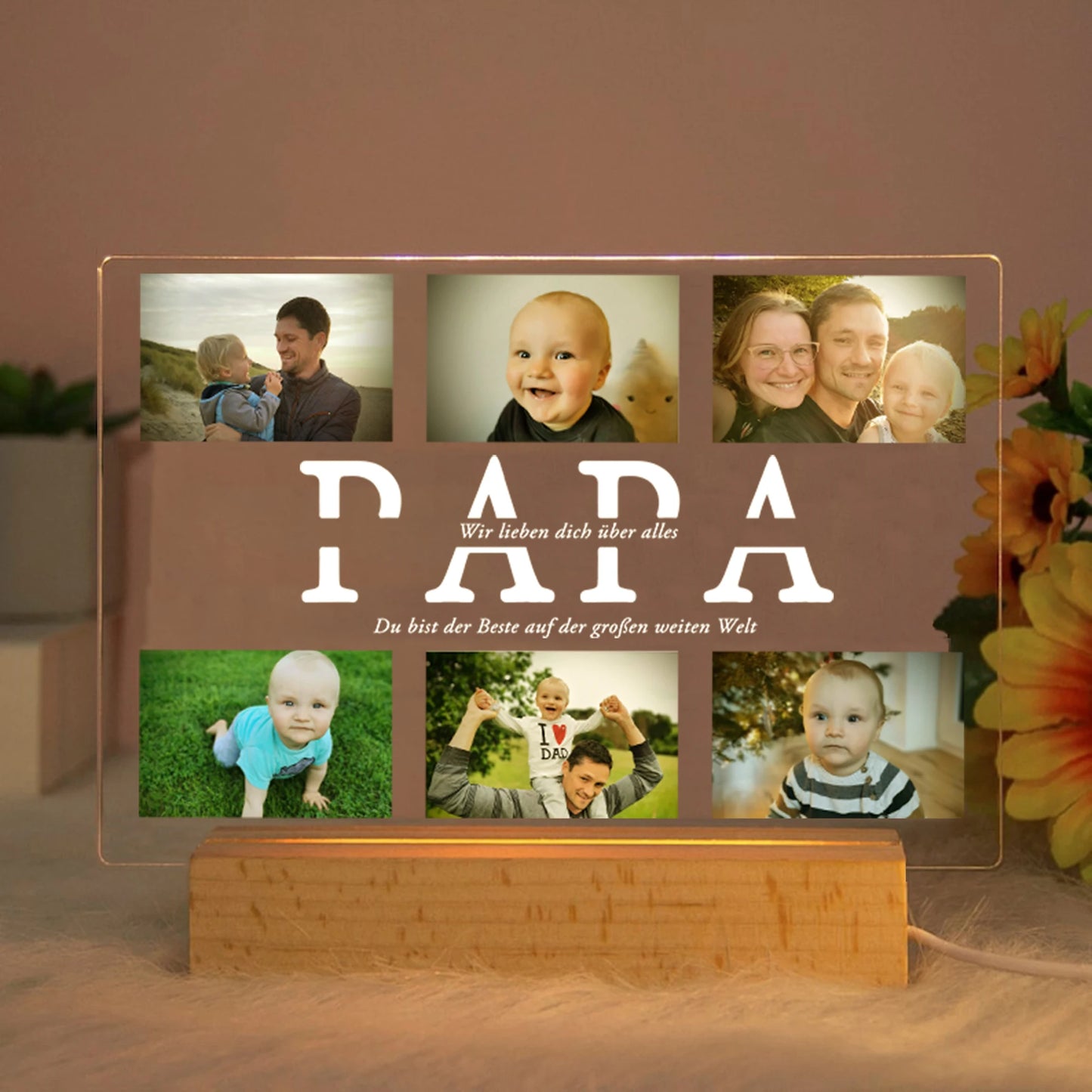 Custom 3D Acrylic Night Light – Personalized Photos & Engraved Text