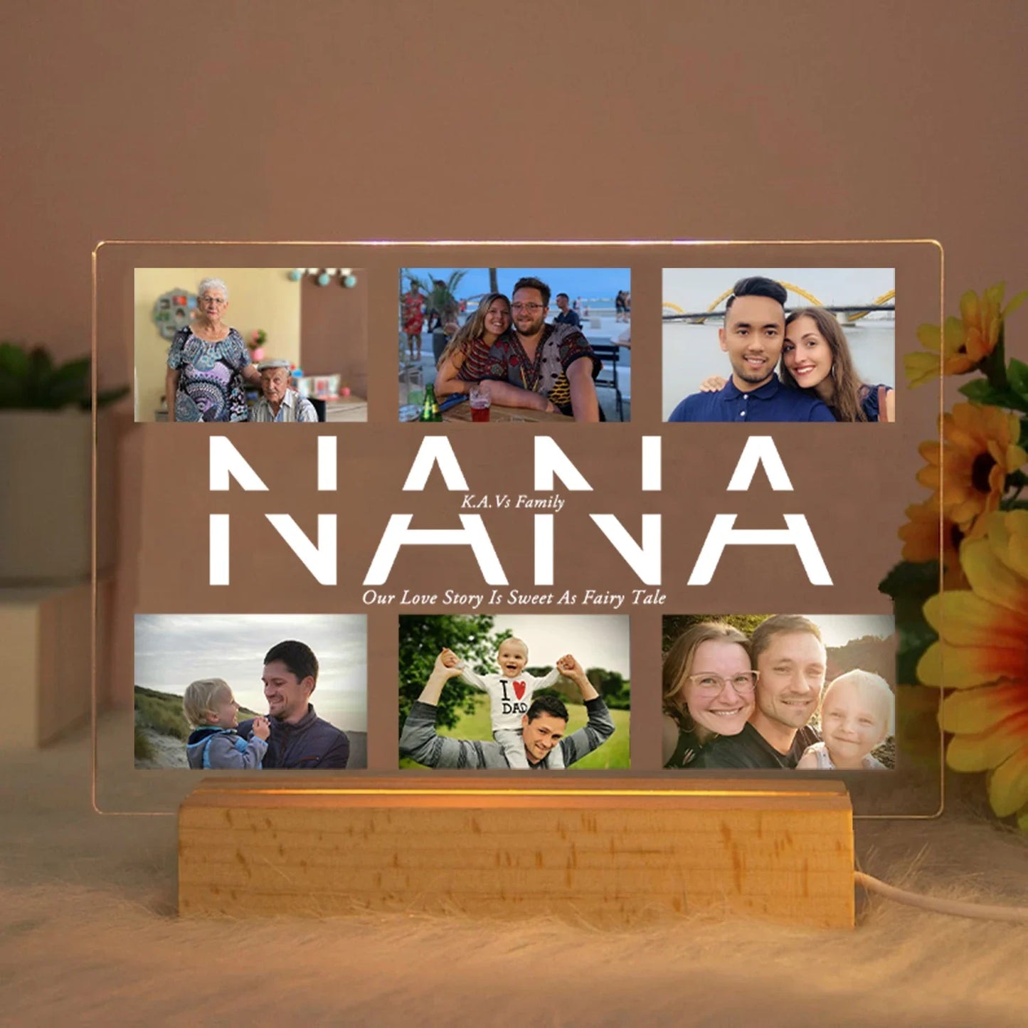 Custom 3D Acrylic Night Light – Personalized Photos & Engraved Text