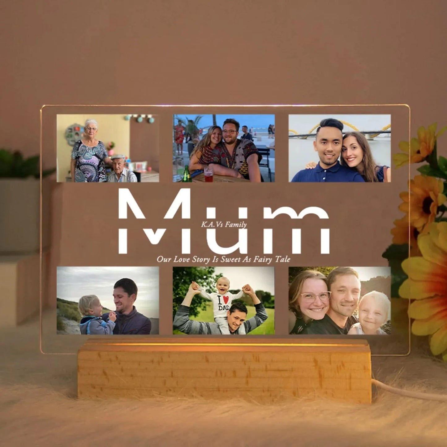 Custom 3D Acrylic Night Light – Personalized Photos & Engraved Text