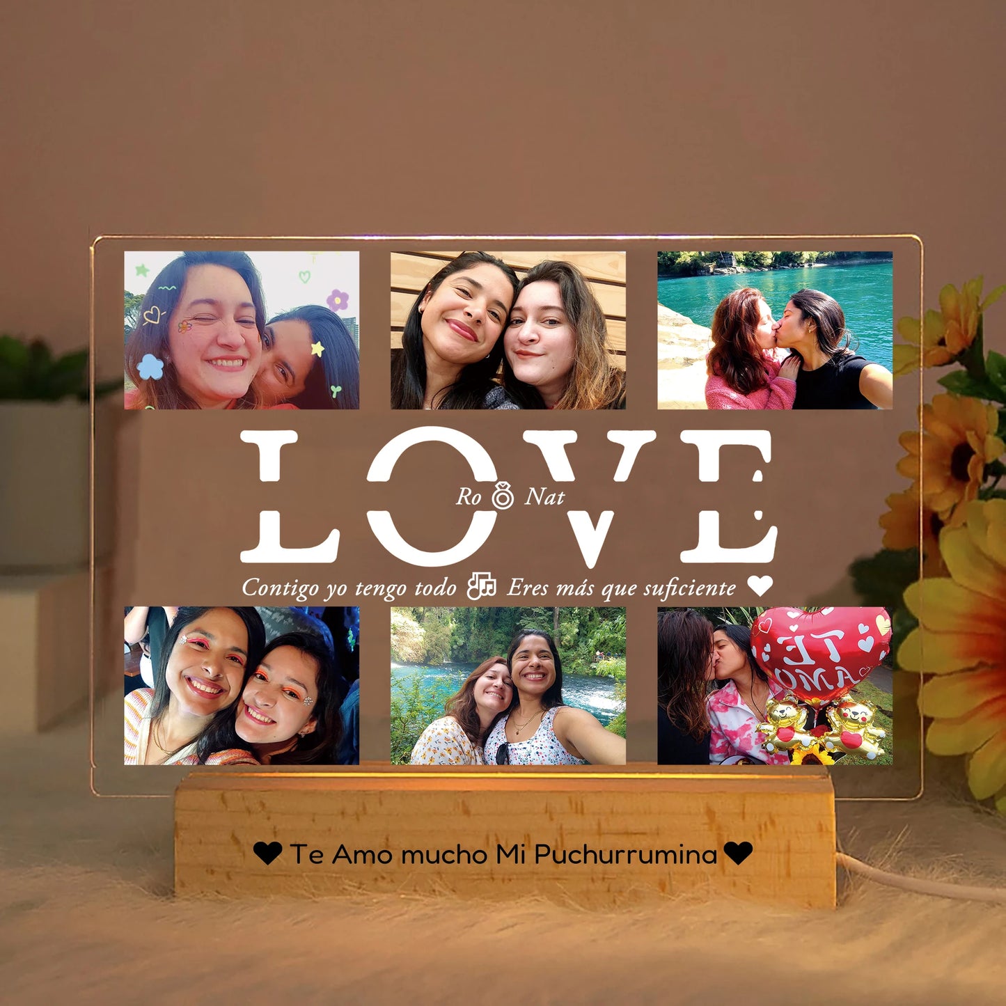 Custom 3D Acrylic Night Light – Personalized Photos & Engraved Text