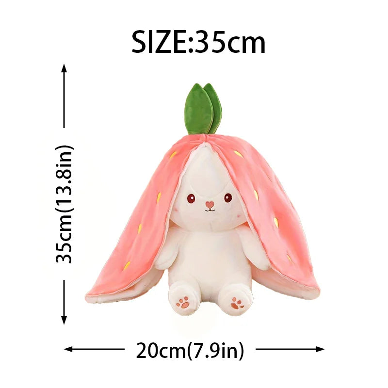 Reversible Bunny Plush – Soft Carrot & Strawberry Stuffed Animal with Zipper