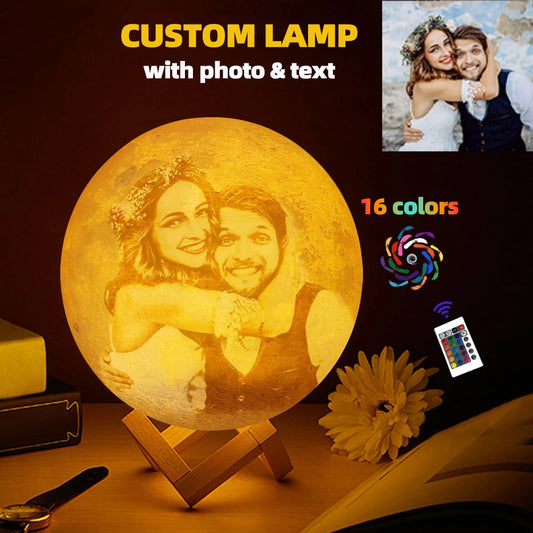 Personalized Moon Lamp – Custom 3D Photo & Text Night Light