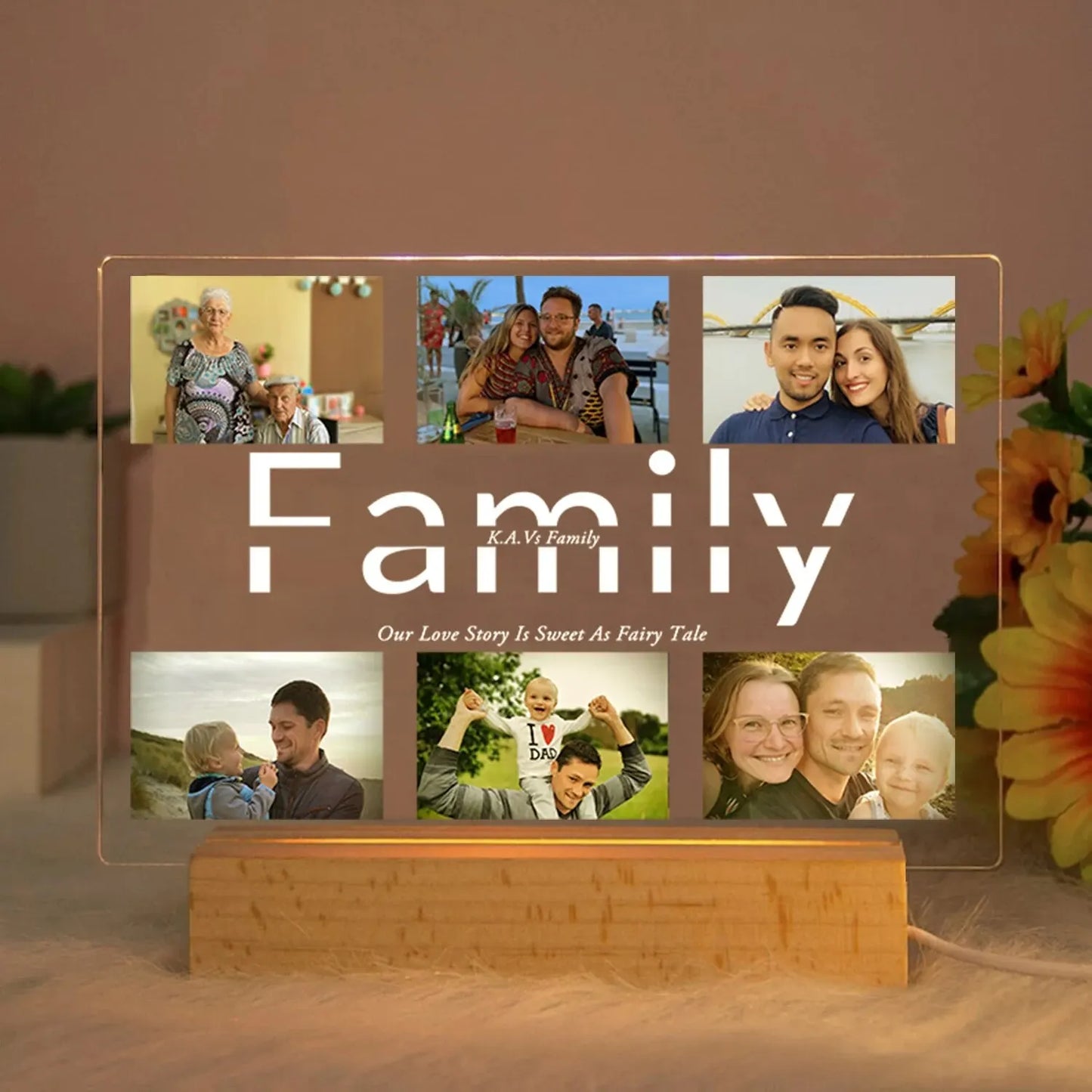 Custom 3D Acrylic Night Light – Personalized Photos & Engraved Text