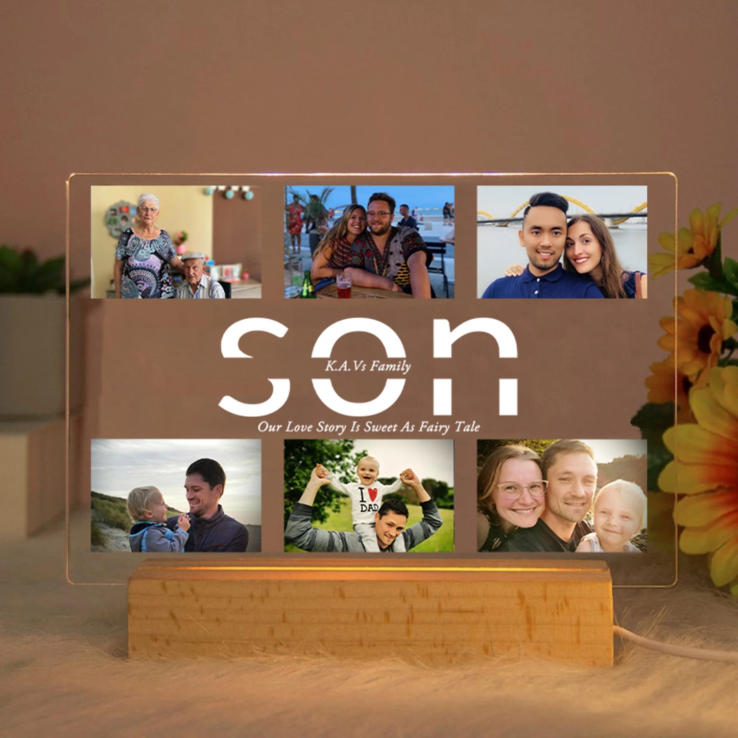 Custom 3D Acrylic Night Light – Personalized Photos & Engraved Text