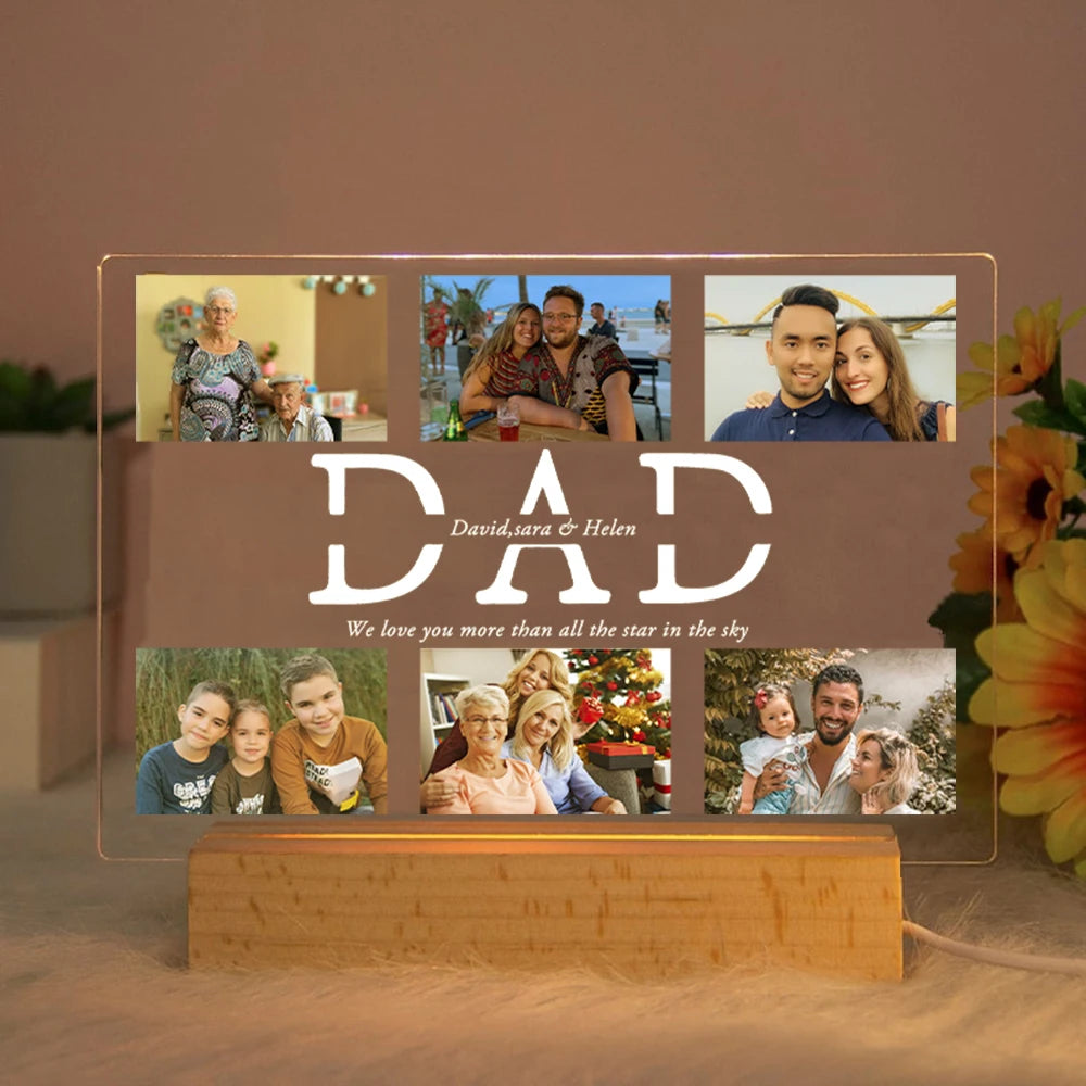 Custom 3D Acrylic Night Light – Personalized Photos & Engraved Text