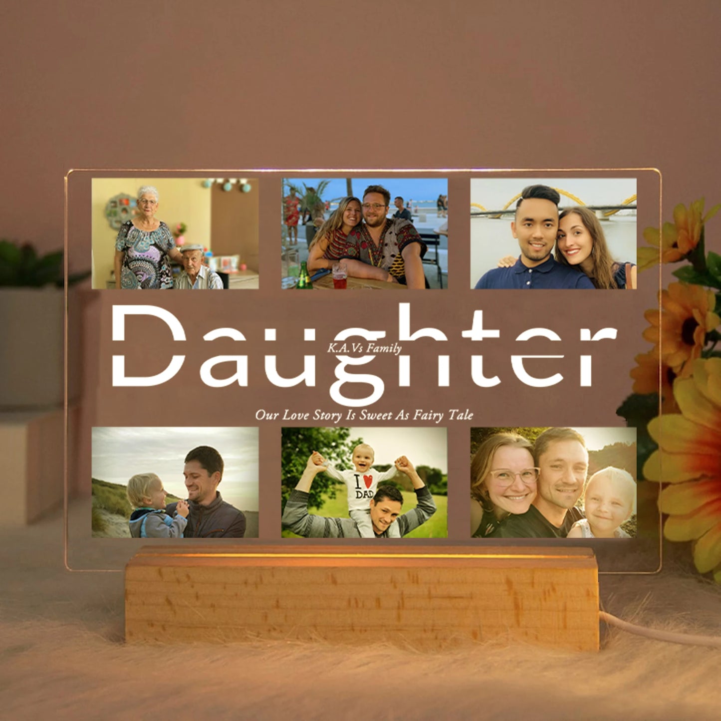 Custom 3D Acrylic Night Light – Personalized Photos & Engraved Text