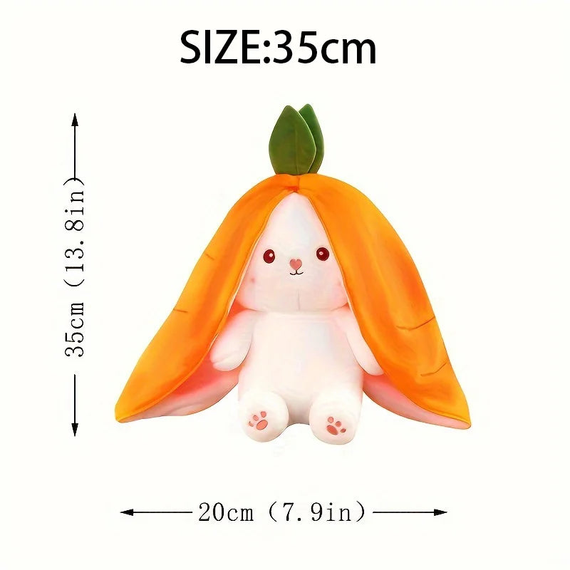 Reversible Bunny Plush – Soft Carrot & Strawberry Stuffed Animal with Zipper